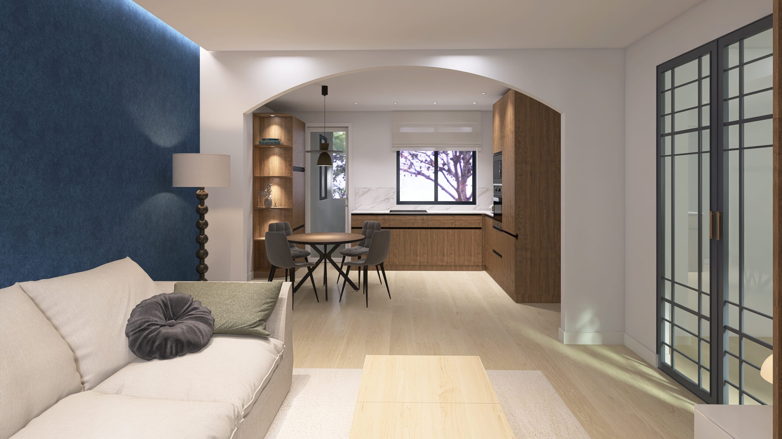 render de salón moderno con Homestyler Pro